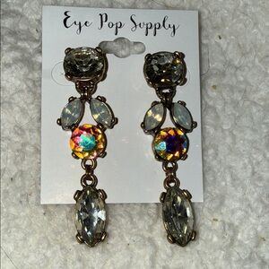 Eye Pop Supply Crystal and Iridescent Earrings